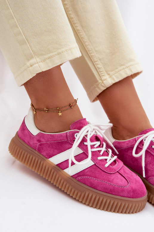 aus INildleder Sneakers Stilvollllschuhe Feminin mit einer Plattform pinke Farbe Es mussrisae