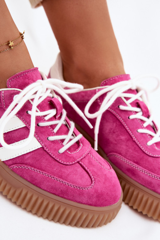 aus INildleder Sneakers Stilvollllschuhe Feminin mit einer Plattform pinke Farbe Es mussrisae