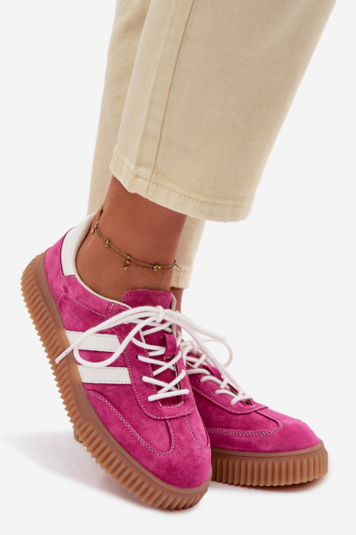 aus INildleder Sneakers Stilvollllschuhe Feminin mit einer Plattform pinke Farbe Es mussrisae