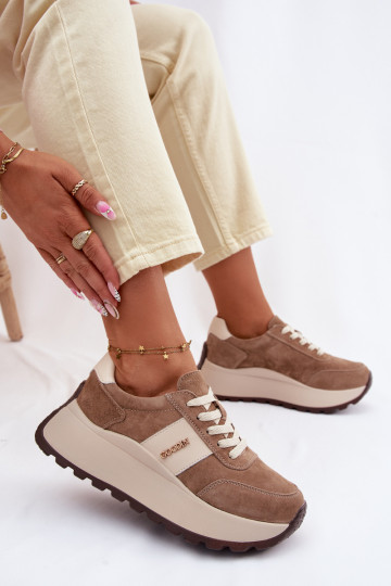 Sneakers Stilvollllschuhe Feminin mit einer PlattformErmöglichtturalnego aus INildlederu Beige Rosinae
