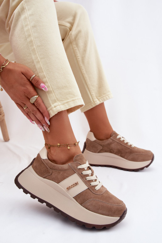 Sneakers Stilvollllschuhe Feminin mit einer PlattformErmöglichtturalnego aus INildlederu Beige Rosinae