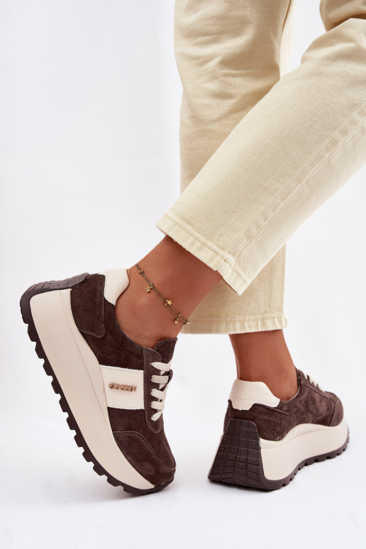 Sneakers Stilvollllschuhe Feminin mit einer PlattformErmöglichtturalnego aus INildlederu CzekoladoZue Rosinae