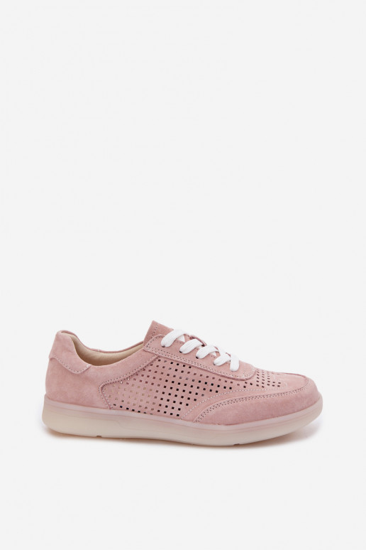 Haut aus INildleder Sneakers Stilvollllschuhe Feminin mit durchbrochenen Elementen pinke Farbe Almora