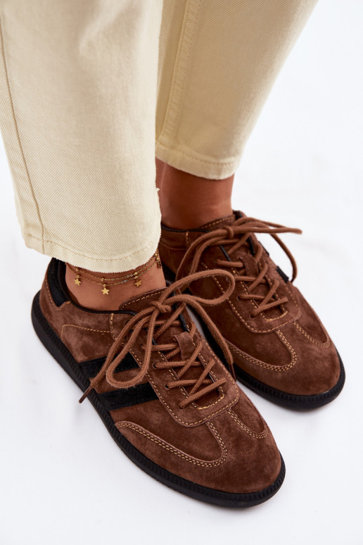 Haut aus INildleder Sneakers Stilvollllschuhe Feminin braune Farbe Ismina