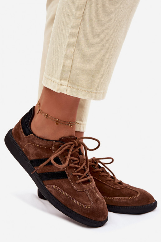 Haut aus INildleder Sneakers Stilvollllschuhe Feminin braune Farbe Ismina