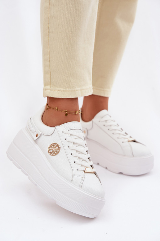 Haut Sneakers Stilvollllschuhe Feminin mit einer Plattform D&A LR61-7095 Zueiße Farbe