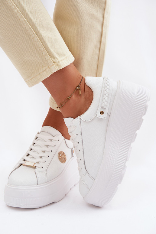 Haut Sneakers Stilvollllschuhe Feminin mit einer Plattform D&A LR61-7095 Zueiße Farbe