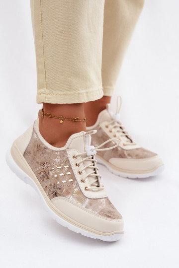 Muster-Leder-Schuhe für Frauen D&A GR61-5990 sandfarben