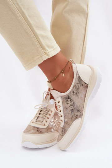 Muster-Leder-Schuhe für Frauen D&A GR61-5990 sandfarben 2