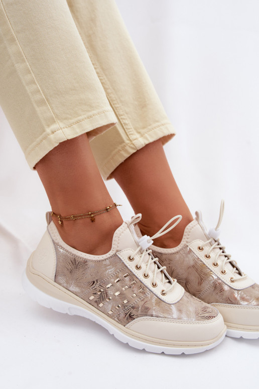 Gemustert Haut Schuhe Feminin D&A GR61-5990 Beige