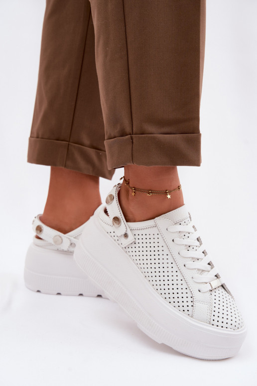 Haut mit durchbrochenen Elementen Sneakers Stilvollllschuhe Feminin mit einer Plattform mit Riemen Ermöglicht Pięcie D&A LR61-70