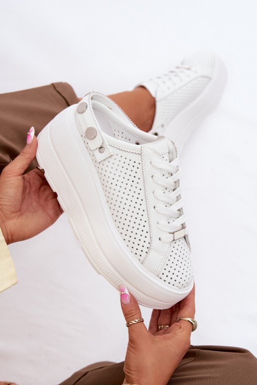 Haut mit durchbrochenen Elementen Sneakers Stilvollllschuhe Feminin mit einer Plattform mit Riemen Ermöglicht Pięcie D&A LR61-70