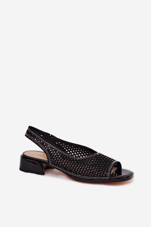 Dekoriert Durchbrochene Sandalen Feminin aus INildleder Klocke D&A CR61-3131 schZuarze Farbe