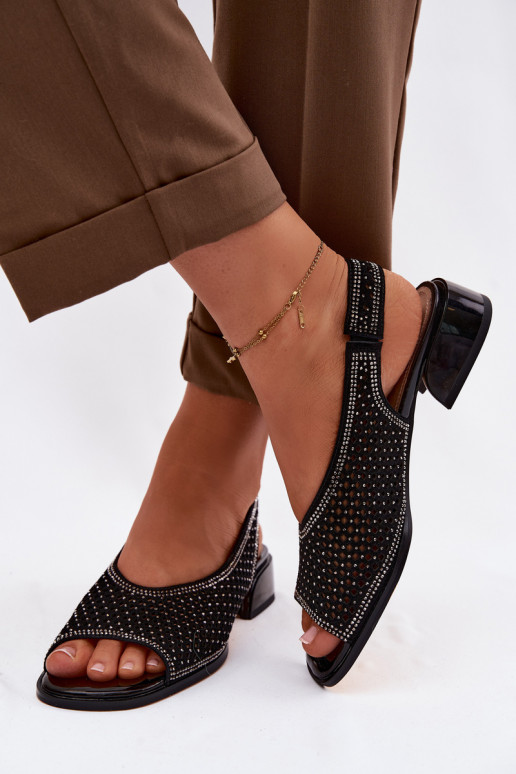 Dekoriert Durchbrochene Sandalen Feminin aus INildleder Klocke D&A CR61-3131 schZuarze Farbe