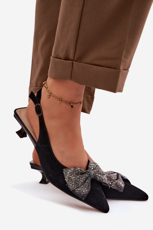 Haut INildledersandalen mit Bändern mit Absätzen D&A CR61-3130 schZuarze Farbe