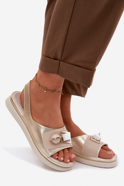 Damensandalen Feminin mit Ornamenten D&A GR61-5932 goldene Farbe