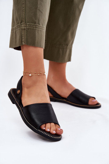 Damensandalen mit breiten Absätzen Eko Haut schZuarze Farbe Dereka