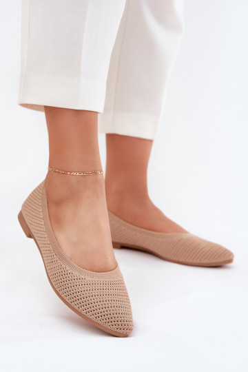 Netz Ballerinas aus Stoff Feminin Beige Sarina