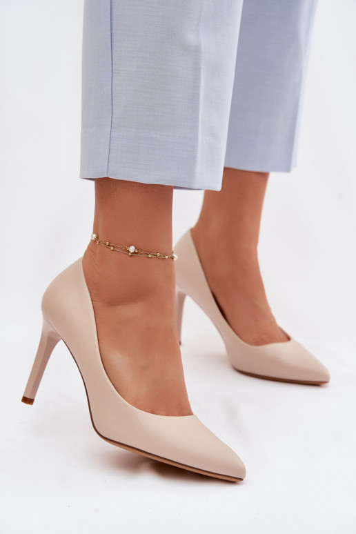 Eko Haut hochhackige Schuhe Sergio Leone 1339 elfenbeinfarbe