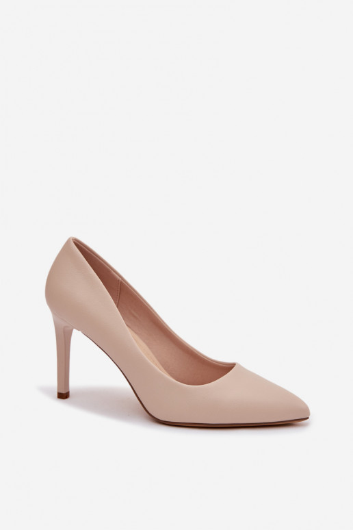 Eko Haut hochhackige Schuhe Sergio Leone 1339 elfenbeinfarbe