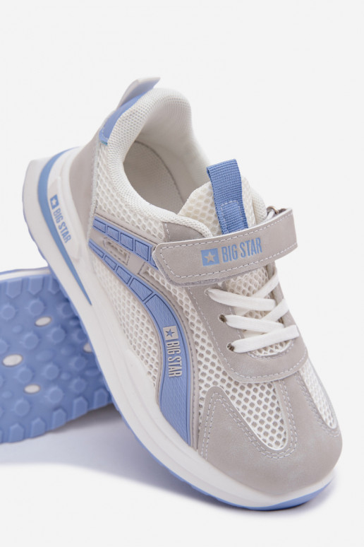 Schuhe Kinder-Sneaker Big Star TT374153 HI-POLY SYSTEM INeiß-blaue Farbe