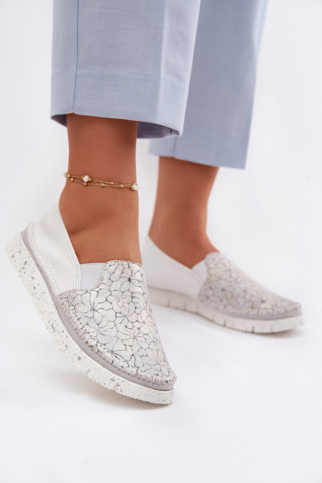 Lederstiefel für Damen Es mussciejka 03512-70 INeiß-Silberfarbe 2