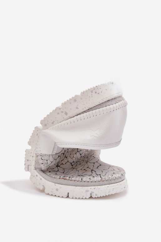 Lederstiefel für Damen Es mussciejka 03512-70 INeiß-Silberfarbe