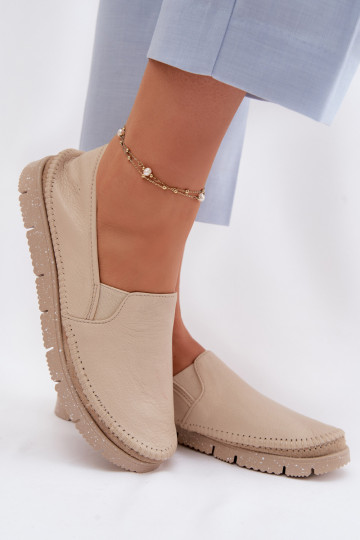 Lederstiefel für Damen Es mussciejka 03512-04 Beige