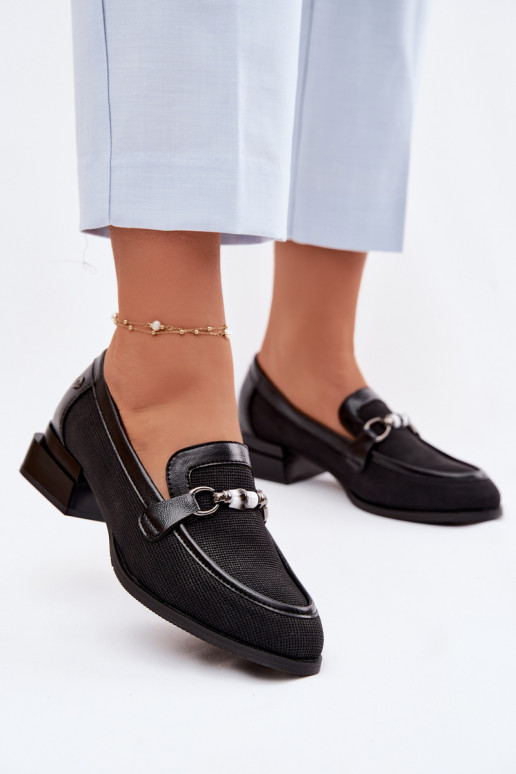 Schuhe Feminin mit Absätzen Mit Dekorationen Detalem schZuarze Farbe Meliva