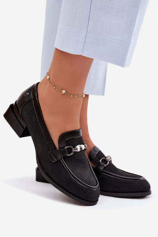 Schuhe Feminin mit Absätzen Mit Dekorationen Detalem schZuarze Farbe Meliva