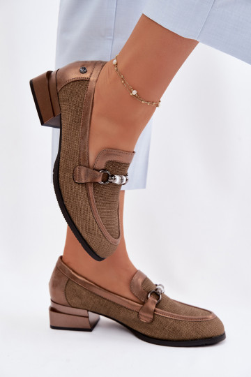 Schuhe Feminin mit Absätzen Mit Dekorationen Detalem braune Farbe Meliva