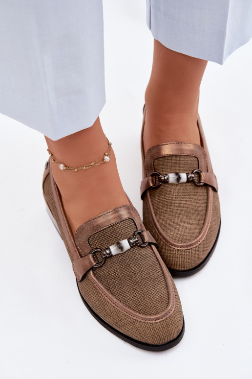 Schuhe Feminin mit Absätzen Mit Dekorationen Detalem braune Farbe Meliva