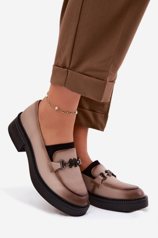 Haut Mokassins für Damen Mit Dekorationen Detalem Vinceza 39985 Beige