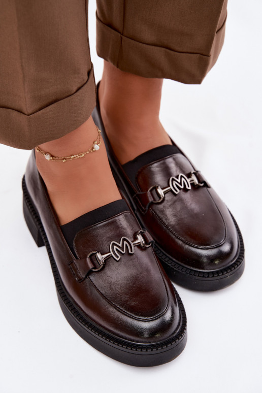 Haut Mokassins für Damen Mit Dekorationen Detalem Vinceza 39985 CzekoladoZue