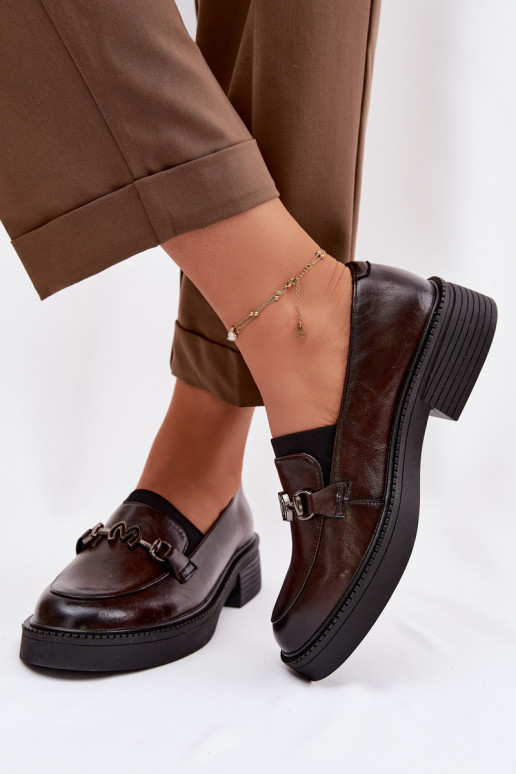 Haut Mokassins für Damen Mit Dekorationen Detalem Vinceza 39985 CzekoladoZue