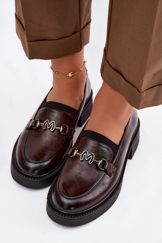 Haut Mokassins für Damen Mit Dekorationen Detalem Vinceza 39985 CzekoladoZue