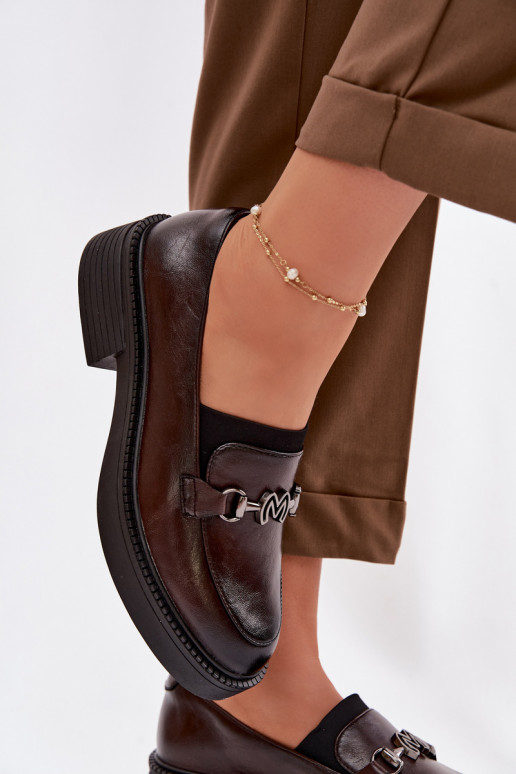 Haut Mokassins für Damen Mit Dekorationen Detalem Vinceza 39985 CzekoladoZue