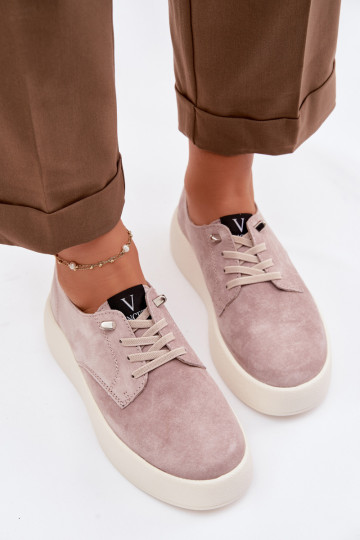 aus INildleder Schuhe Feminin mit einer Plattform Vinceza 79605 Beige