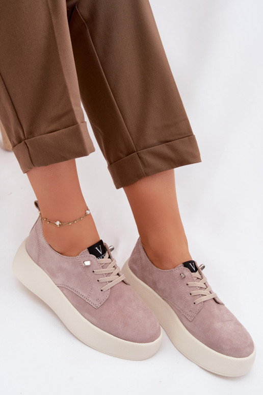 aus INildleder Schuhe Feminin mit einer Plattform Vinceza 79605 Beige