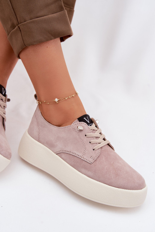 aus INildleder Schuhe Feminin mit einer Plattform Vinceza 79605 Beige