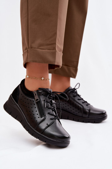 Haut Schuhe Feminin mit einer Plattform Vinceza 39977 schZuarze Farbe 2