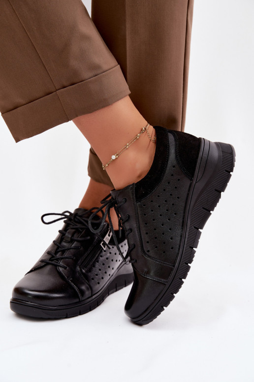 Haut Schuhe Feminin mit einer Plattform Vinceza 39977 schZuarze Farbe