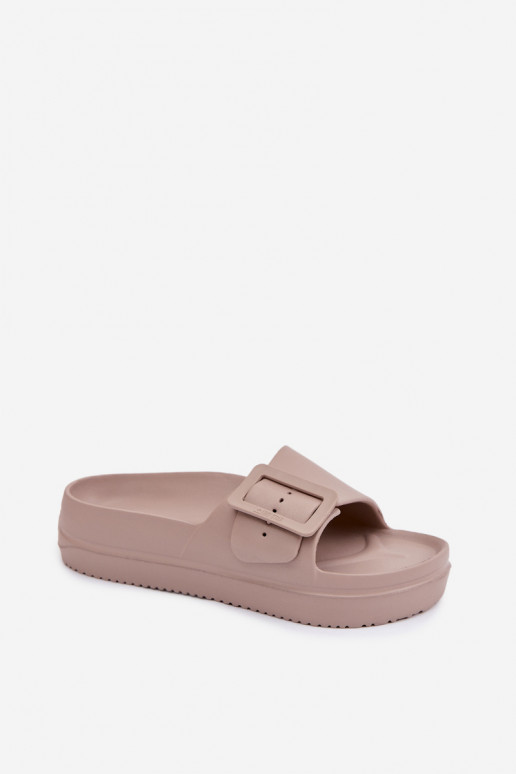 Damenhausschuhe mit Schaumstoff mit einer Plattform mit Schnallen Big Star TT274A079 Beige