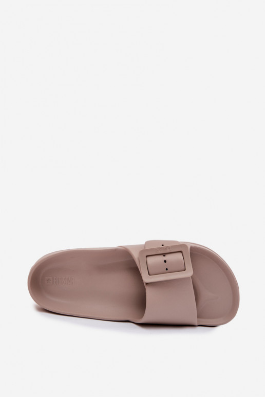 Damenhausschuhe mit Schaumstoff mit einer Plattform mit Schnallen Big Star TT274A079 Beige