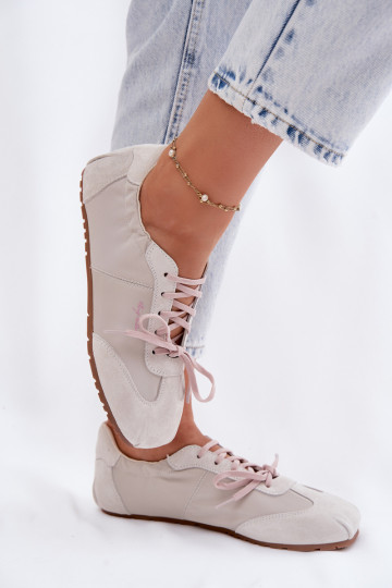 Big Star TT274599 sandfarbene flache Damen-Suede-Sneaker
