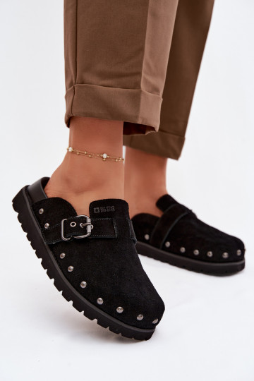 Big Star TT274951 schwarze Suede-Sandalen mit Plateau, Nieten und Schnallen 2