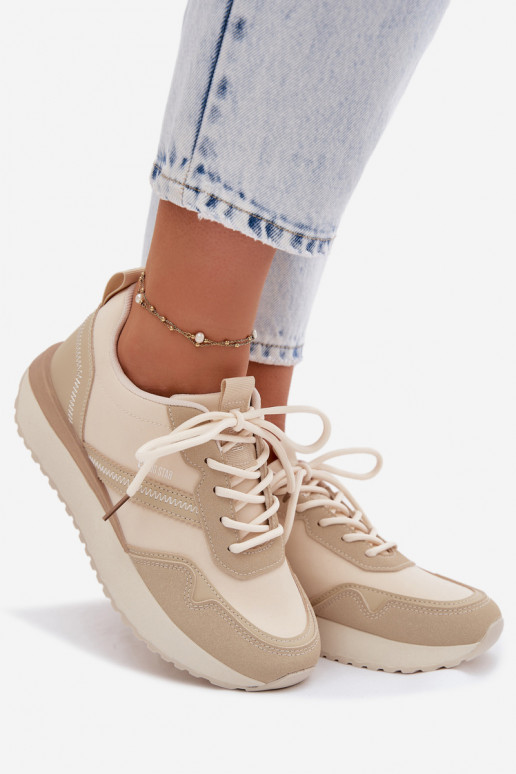 Sneakers Stilvollllschuhe Feminin mit einer Plattform Big Star TT274278 Beige