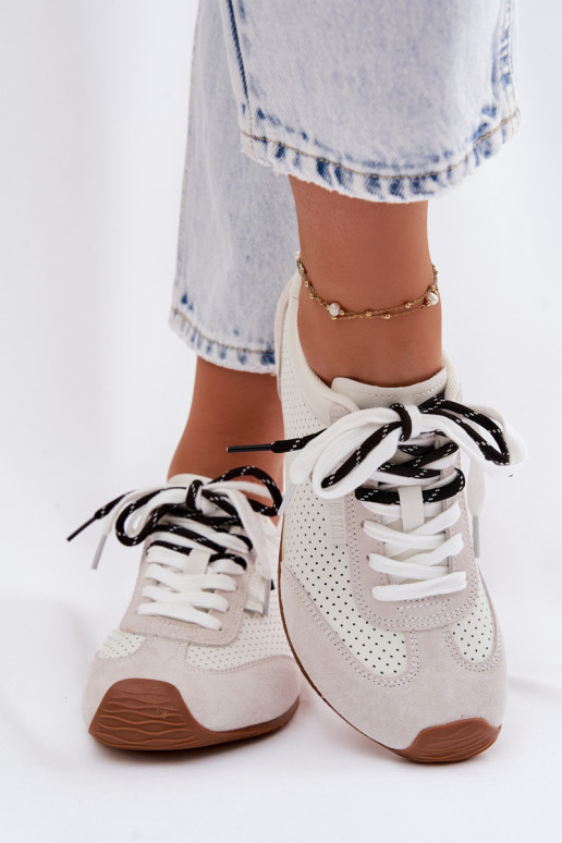 Haut aus INildleder Sneakers Stilvollllschuhe Feminin Big Star TT274555 Zueiße Farbe