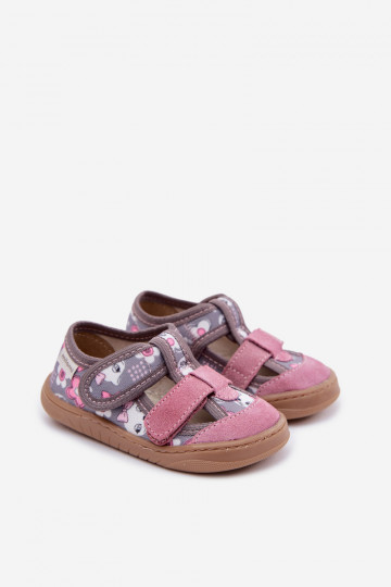 Milami grau-rosafarbene Kinder-Badeschuhe mit Katzen und Blumen Lumi