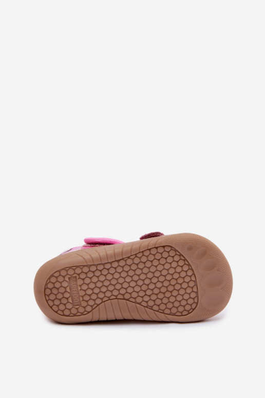 Hausschuhe Barefoot Kindisch Milami mit Glanz In den Herzen pinke Farbe Lumi